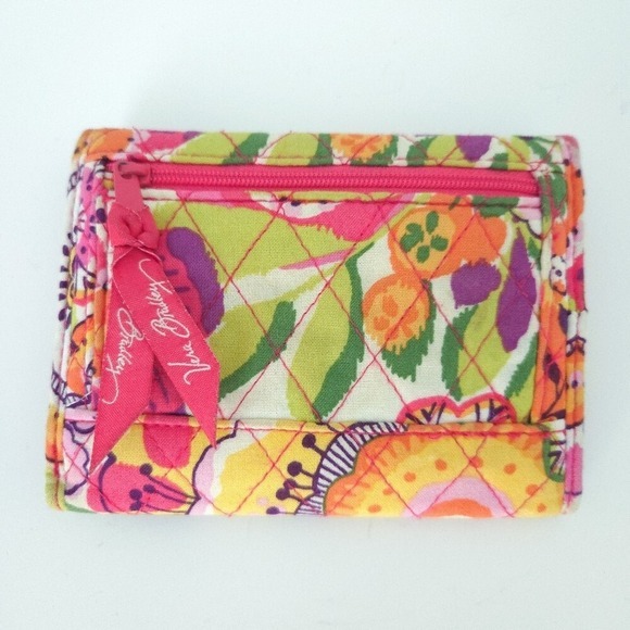 Vera Bradley Pink‎ & Yellow Floral Clementine Trifold Wallet - Picture 2 of 7